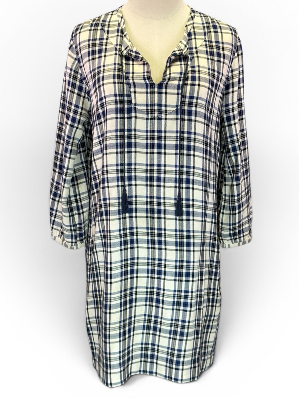 Madewell Women's Artiste Plaid Tunic Shirt Dress With Tassels & Pockets Size S